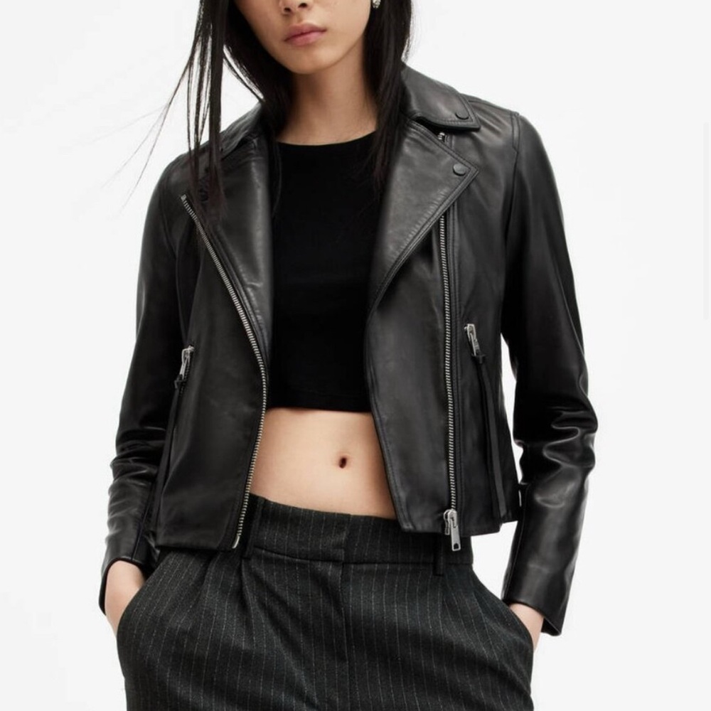 All Saints Black Leather Moto Jacket